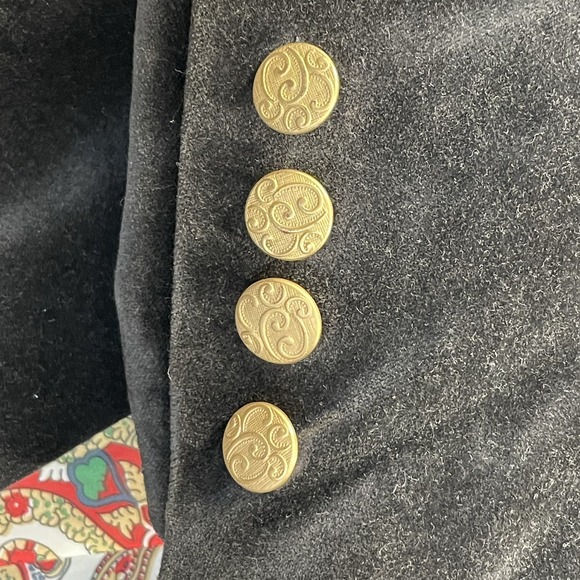 Vintage Old Navy Womens XXL Blazer Black Velvet Red Paisley Lining Academia Y2K - Picture 13 of 15